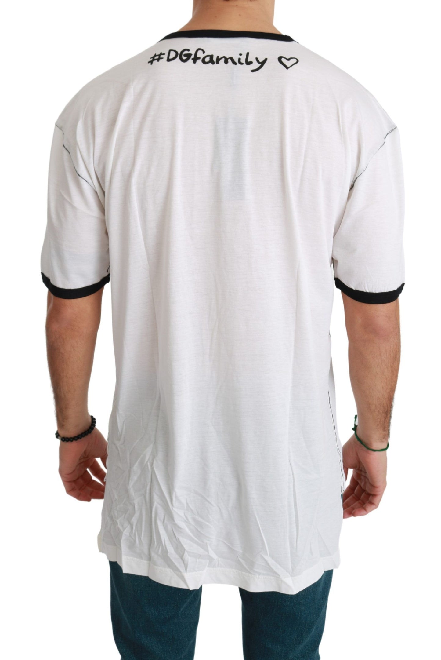 T-shirt en coton blanc pour homme Dolce &amp; Gabbana avec imprimé #dgfamily