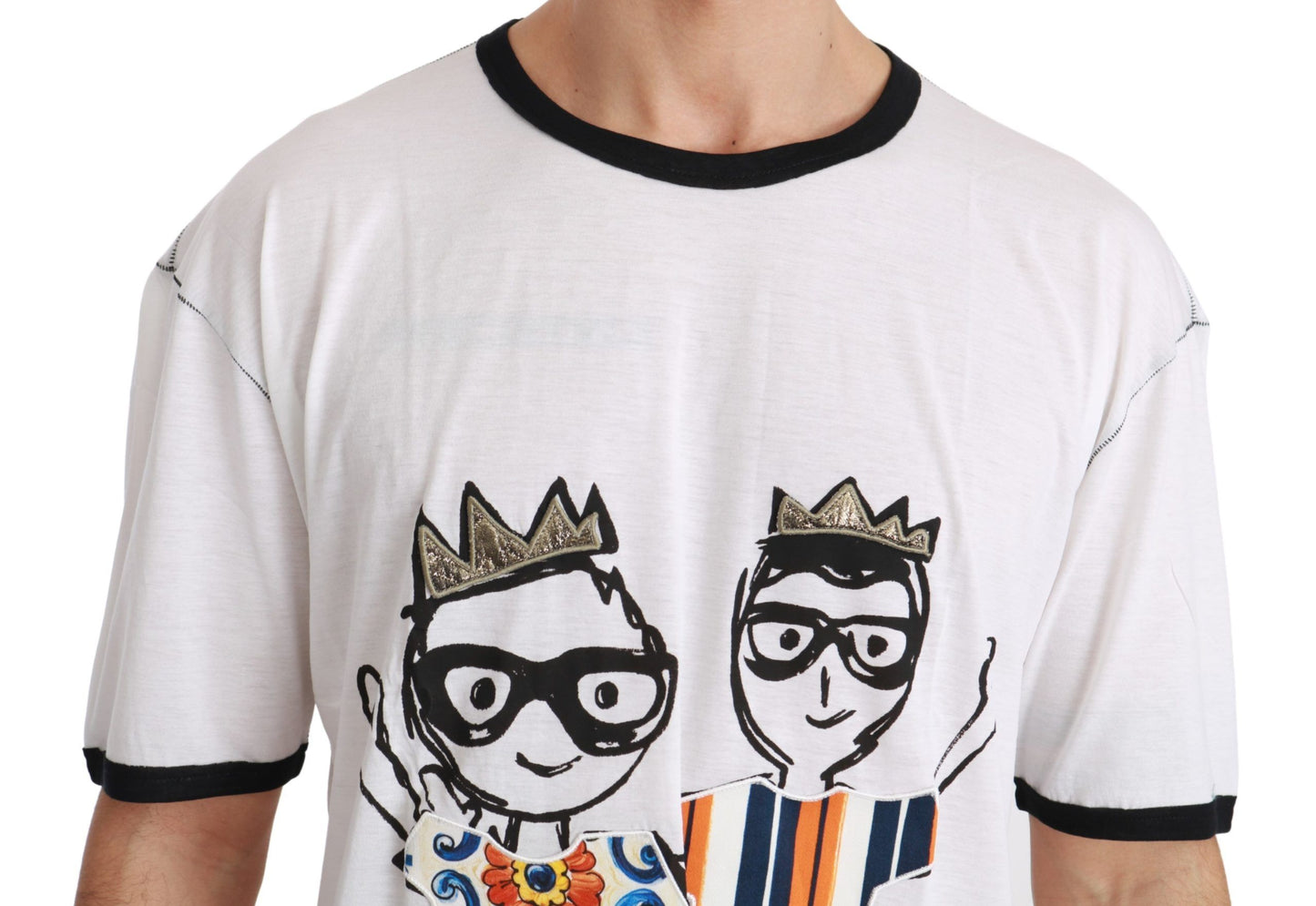 T-shirt en coton blanc pour homme Dolce &amp; Gabbana avec imprimé #dgfamily