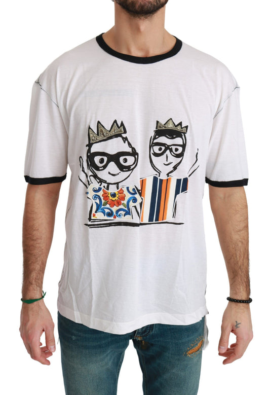 T-shirt en coton blanc pour homme Dolce &amp; Gabbana avec imprimé #dgfamily
