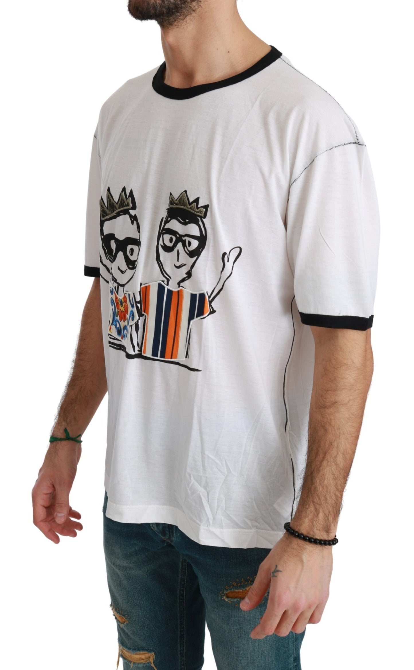 T-shirt en coton blanc pour homme Dolce &amp; Gabbana avec imprimé #dgfamily