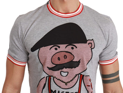 T-shirt Dolce &amp; Gabbana en coton gris, année du cochon 2019.