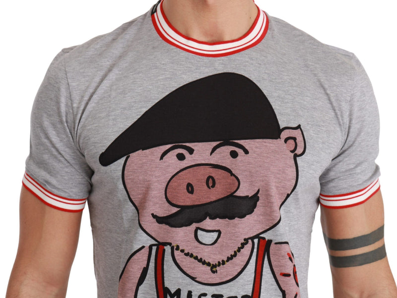 Dolce &amp; Gabbana grijs katoenen top 2019 Jaar van het Varken T-shirt