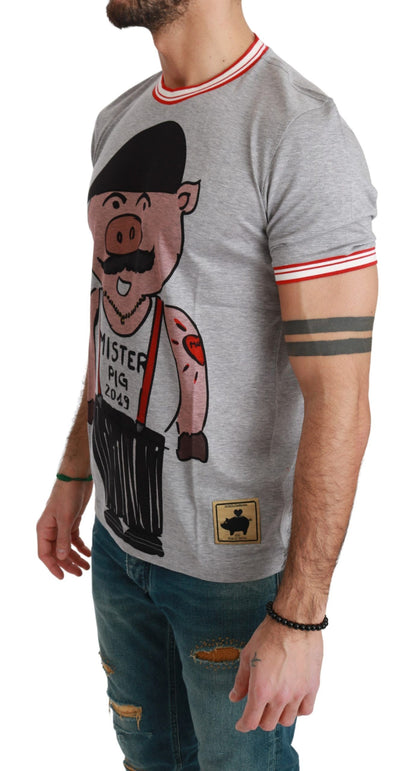 T-shirt Dolce &amp; Gabbana en coton gris, année du cochon 2019.