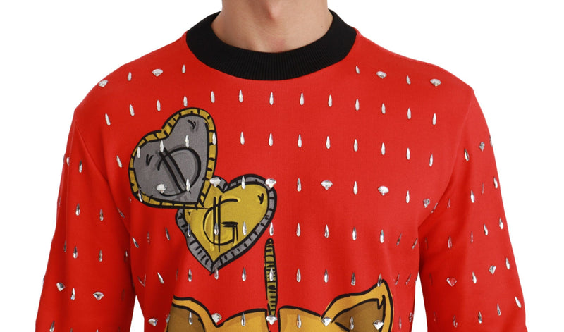 Pull Dolce &amp; Gabbana rouge en cristal « Cochon de l'année »