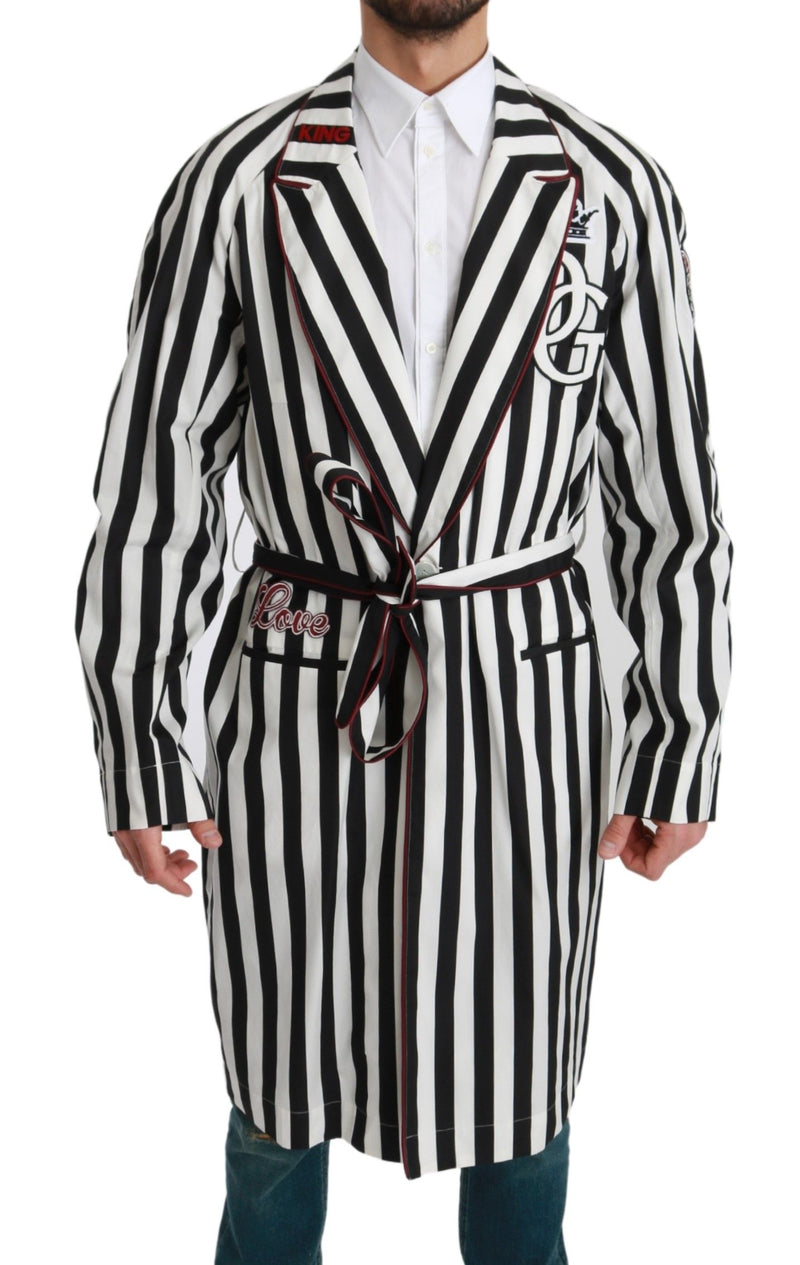Robe de nuit Dolce &amp; Gabbana noire, peignoir en coton blanc