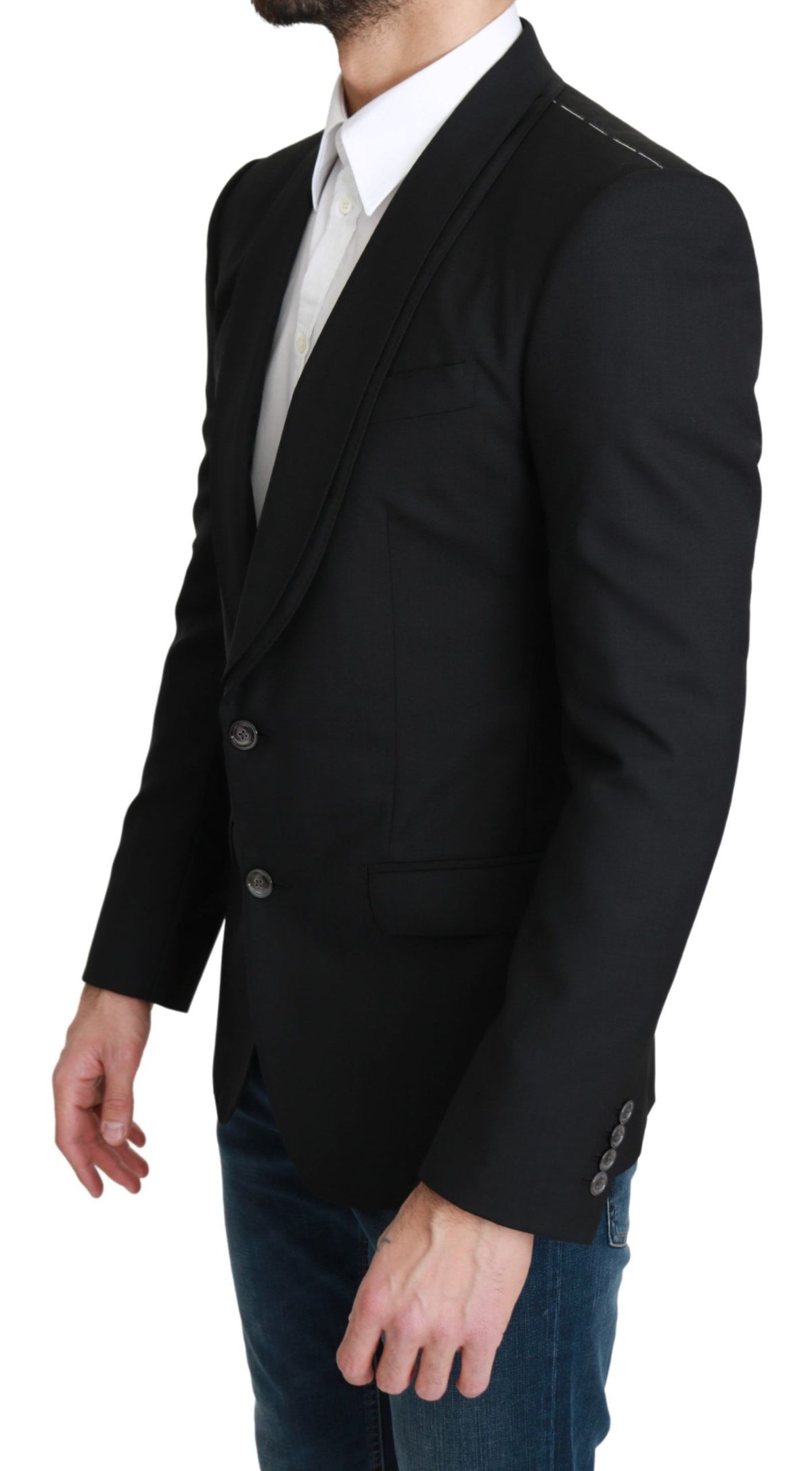 Blazer formel en laine noire à simple boutonnage Dolce &amp; Gabbana