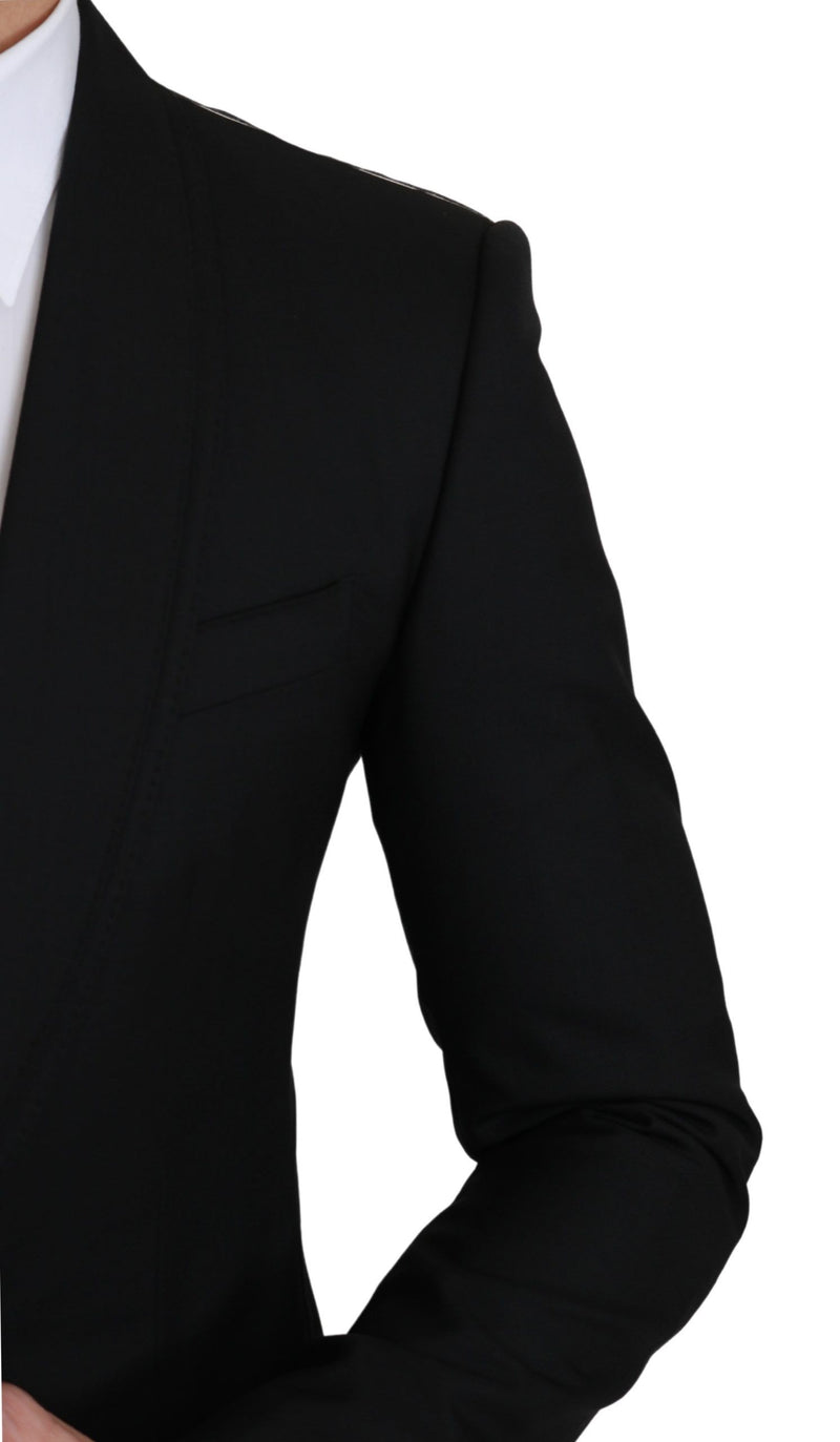 Blazer formel en laine noire à simple boutonnage Dolce &amp; Gabbana