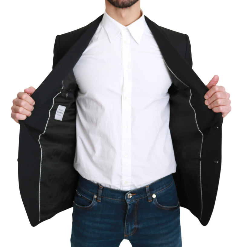 Blazer formel en laine noire à simple boutonnage Dolce &amp; Gabbana