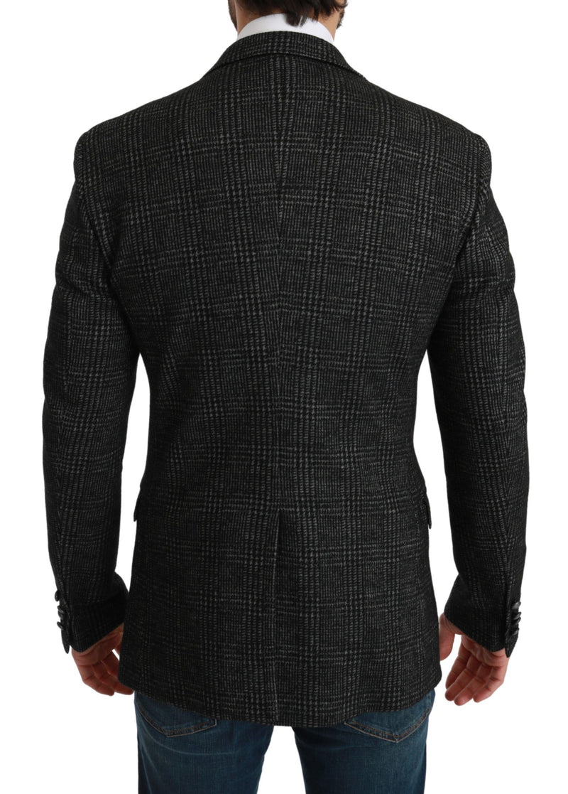Dolce &amp; Gabbana Grijs Geruit Slim Fit Jas Blazer