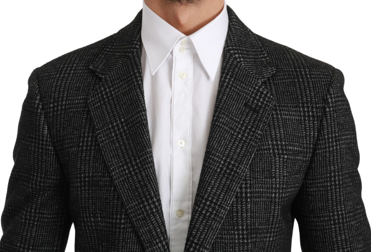 Veste blazer Dolce &amp; Gabbana à carreaux gris, coupe ajustée