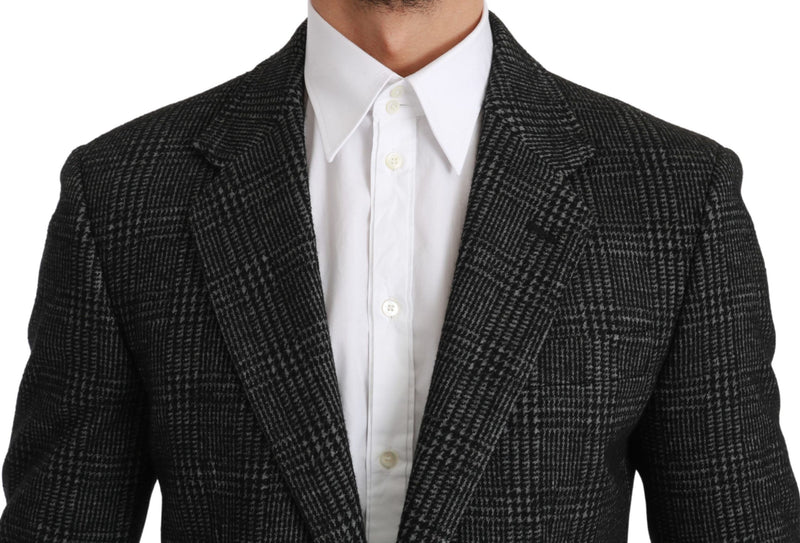 Dolce &amp; Gabbana Grijs Geruit Slim Fit Jas Blazer