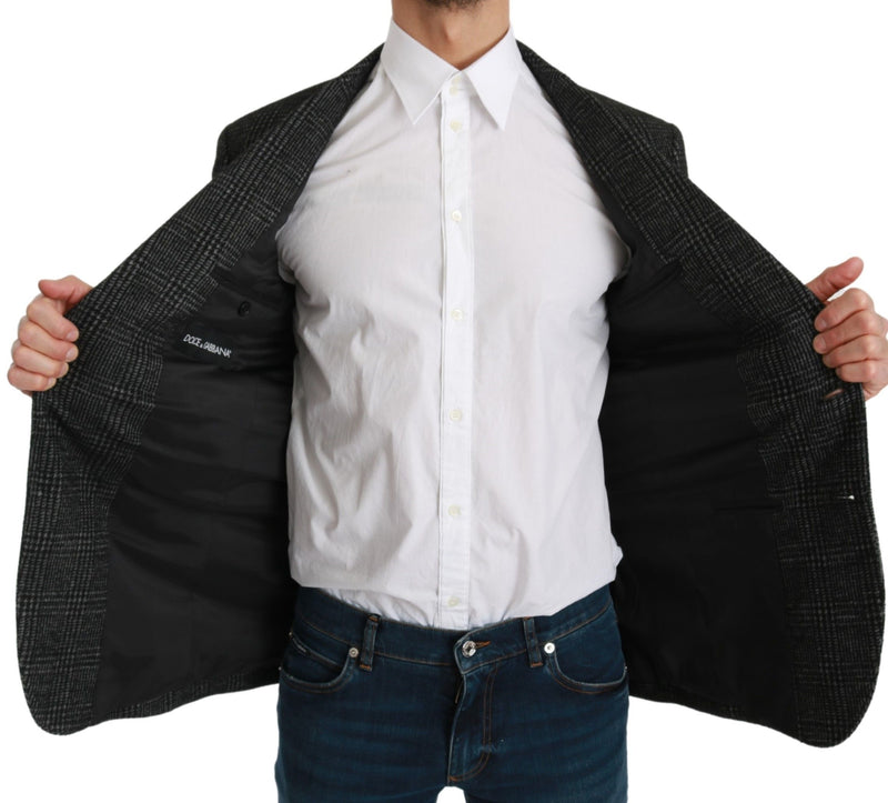 Dolce &amp; Gabbana Grijs Geruit Slim Fit Jas Blazer