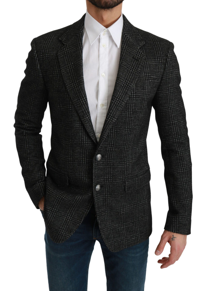 Dolce &amp; Gabbana Grijs Geruit Slim Fit Jas Blazer