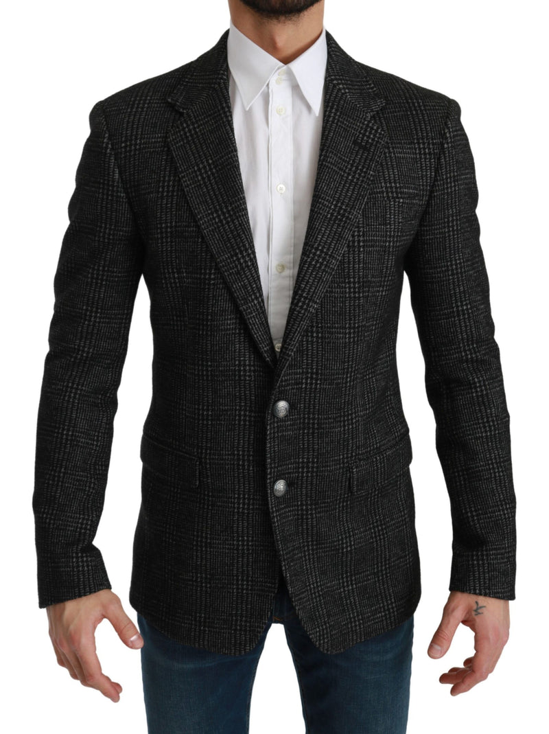 Dolce &amp; Gabbana Grijs Geruit Slim Fit Jas Blazer