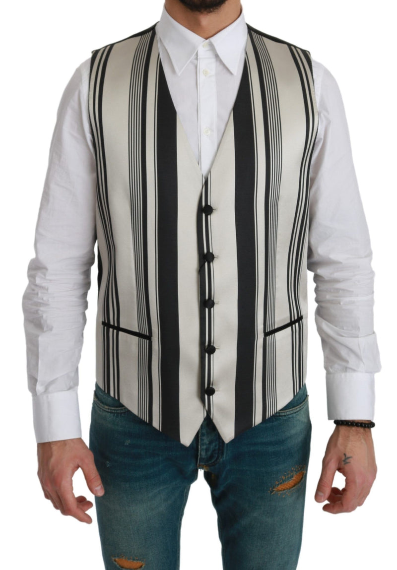 Gilet habillé Dolce &amp; Gabbana à rayures blanches et noires