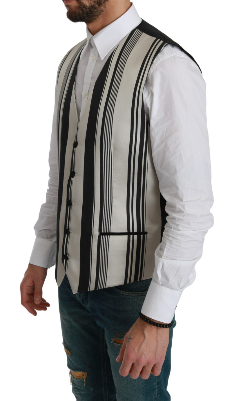 Gilet habillé Dolce &amp; Gabbana à rayures blanches et noires