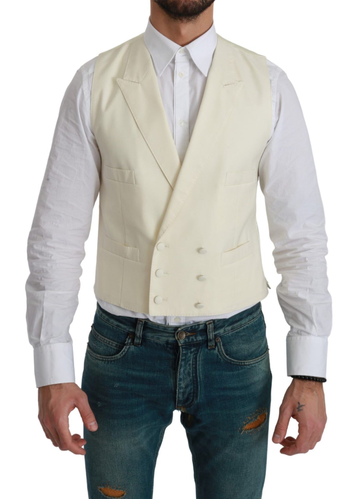 Gilet blanc Dolce &amp; Gabbana en laine formelle