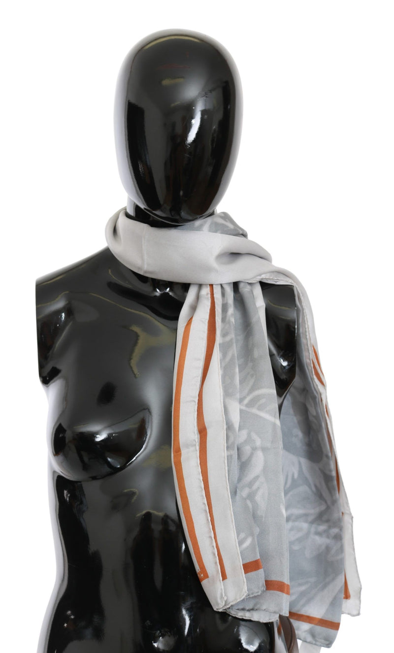 Foulard châle en soie gris rouge Costume National
