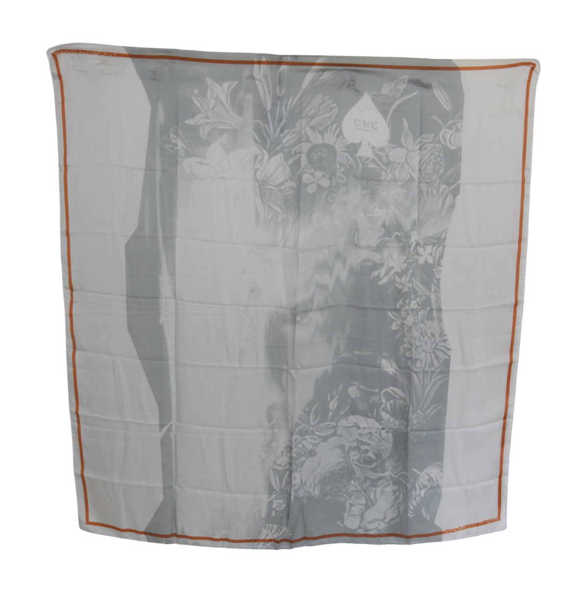 Foulard châle en soie gris rouge Costume National