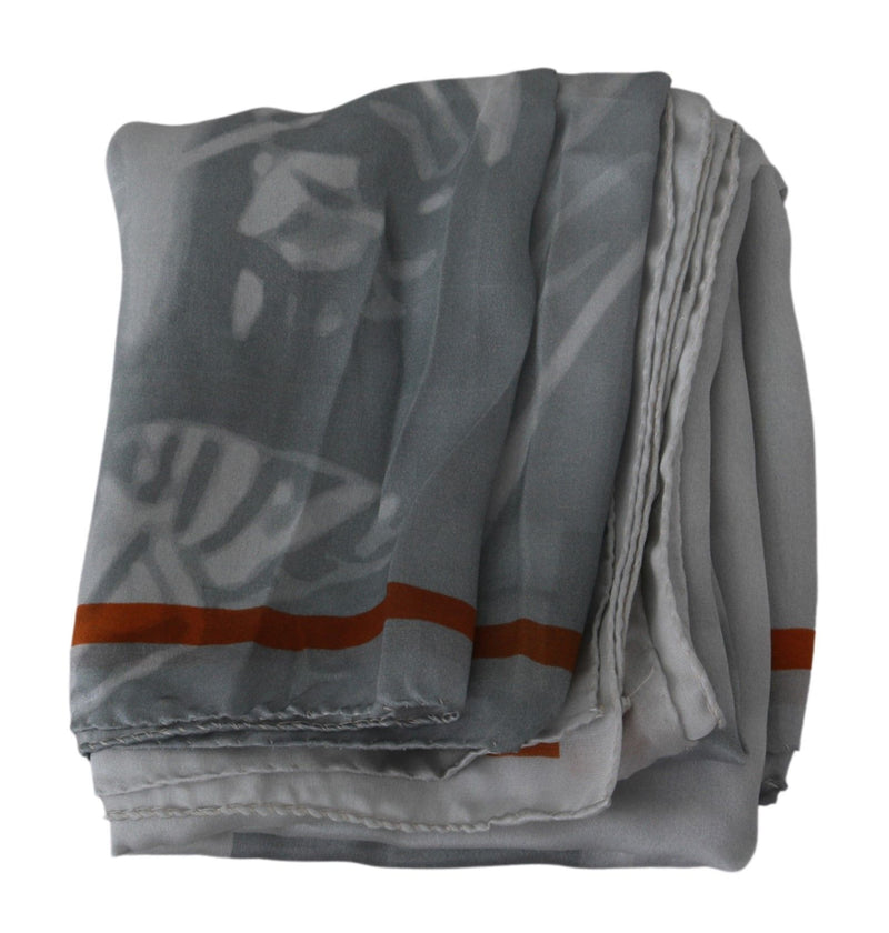 Foulard châle en soie gris rouge Costume National