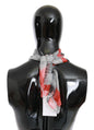 Costume National Red 100% Silk Branded Gray Scarf
