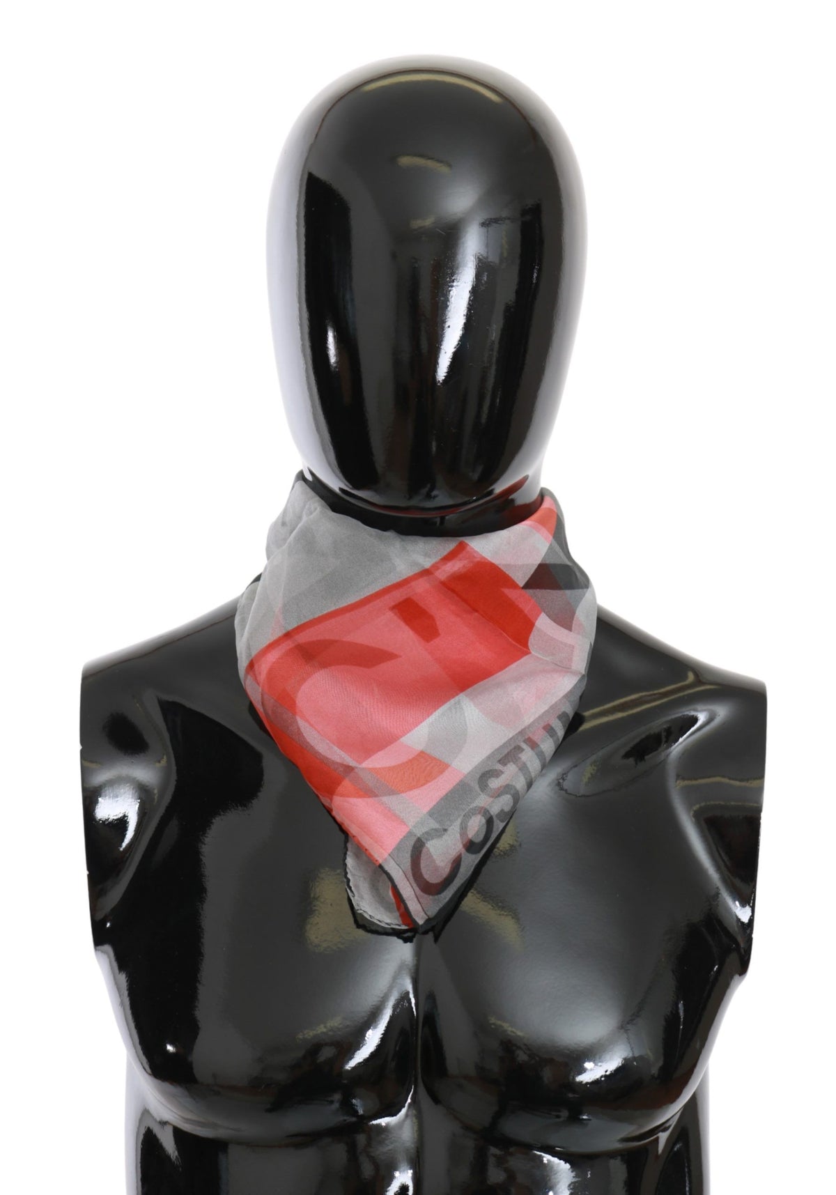 Écharpe grise 100 % soie rouge de marque Costume National