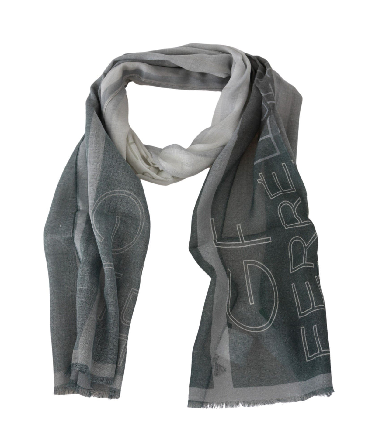 Foulard en laine et viscose grise GF Ferre à motifs