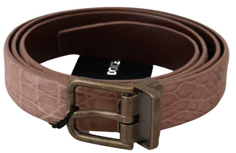 Dolce &amp; Gabbana Beige Exotic Skin Gouden Gesp Leren Riem