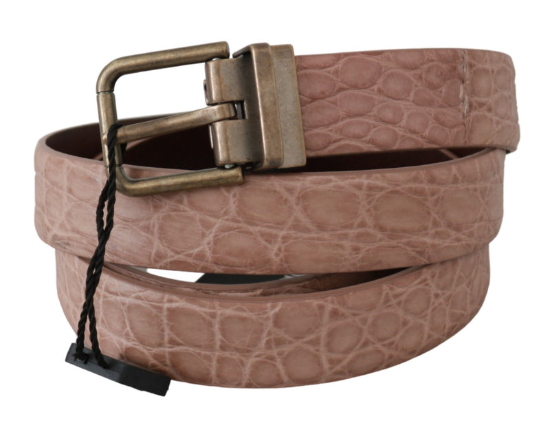 Dolce &amp; Gabbana Beige Exotic Skin Gouden Gesp Leren Riem