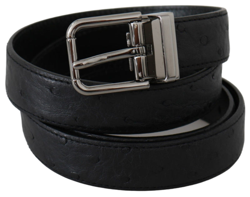 Dolce &amp; Gabbana Zwarte Exotische Huidskleur Zilveren Gesp Riem