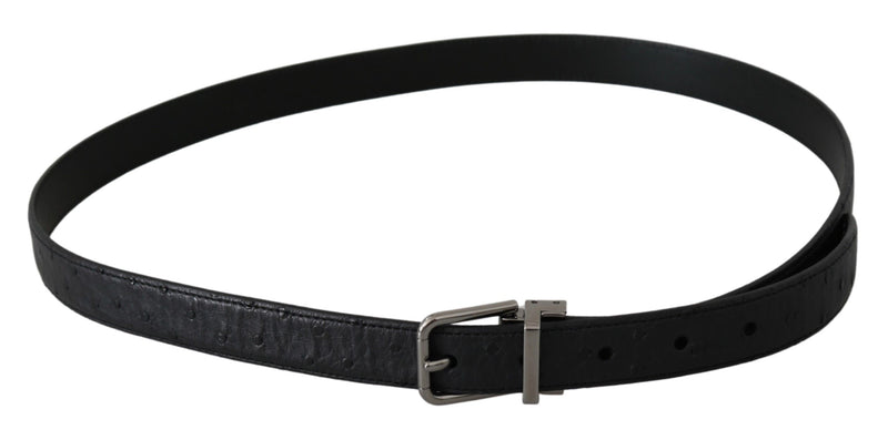 Dolce &amp; Gabbana Zwarte Exotische Huidskleur Zilveren Gesp Riem