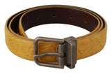 Ceinture Dolce &amp; Gabbana en cuir exotique jaune avec boucle grise 