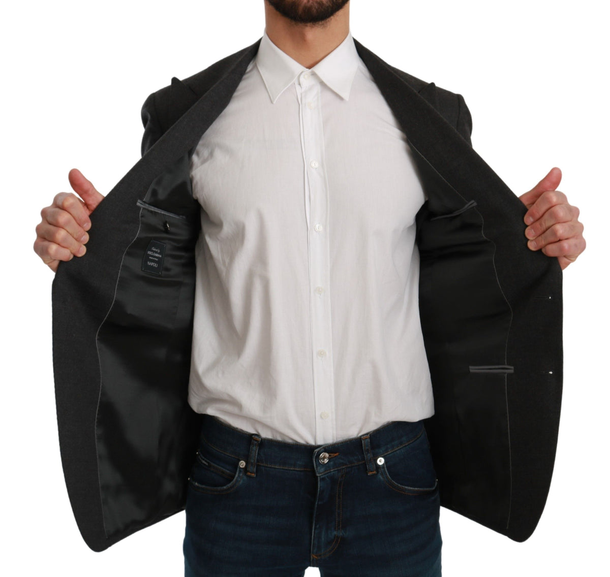Dolce &amp; Gabbana Grijs NAPOLI Slim Fit Jasje Wollen Blazer