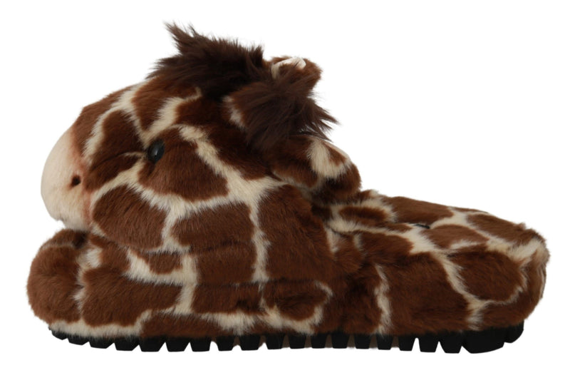 Sandales plates Dolce &amp; Gabbana marron à motif girafe