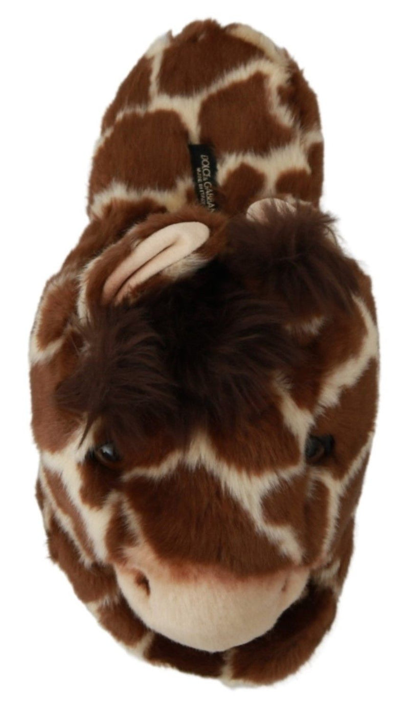 Sandales plates Dolce &amp; Gabbana marron à motif girafe