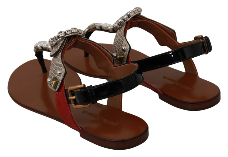 Sandales tongs en cuir et cristal Dolce &amp; Gabbana Ayers