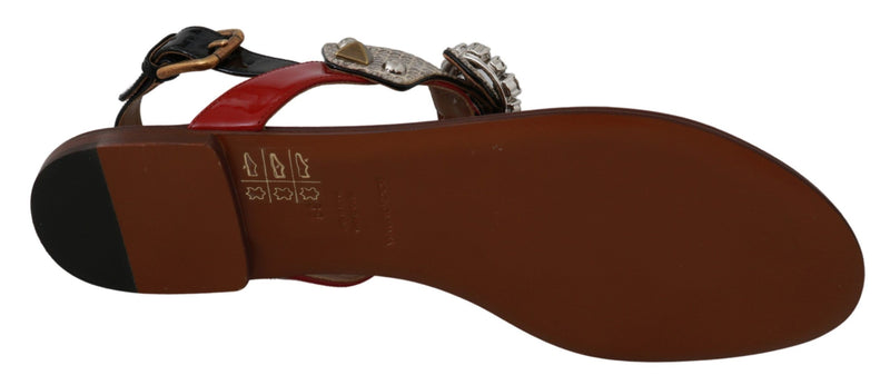 Sandales tongs en cuir et cristal Dolce &amp; Gabbana Ayers