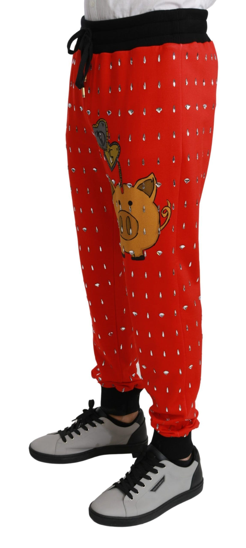 Pantalon Dolce &amp; Gabbana Red Piggy Bank en coton et cristaux