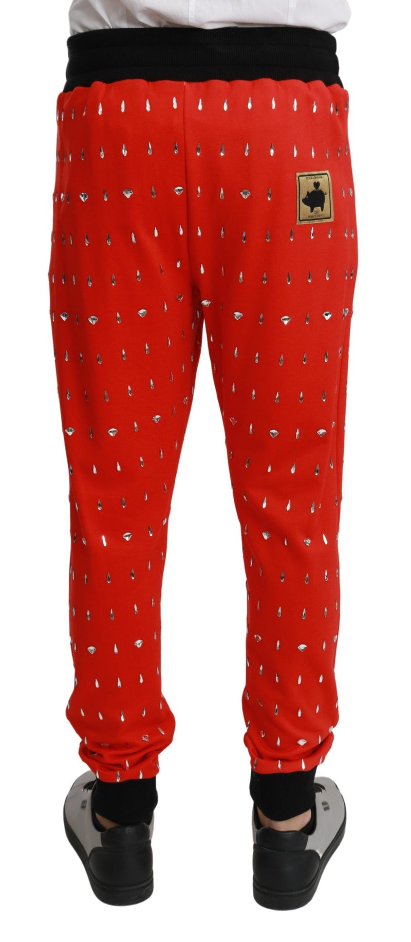 Pantalon Dolce &amp; Gabbana Red Piggy Bank en coton et cristaux