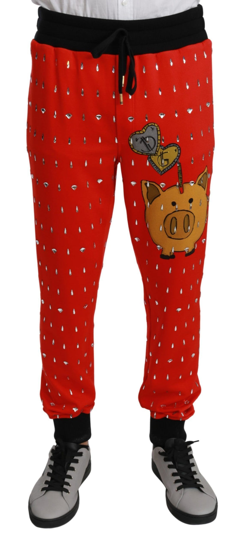 Pantalon Dolce &amp; Gabbana Red Piggy Bank en coton et cristaux