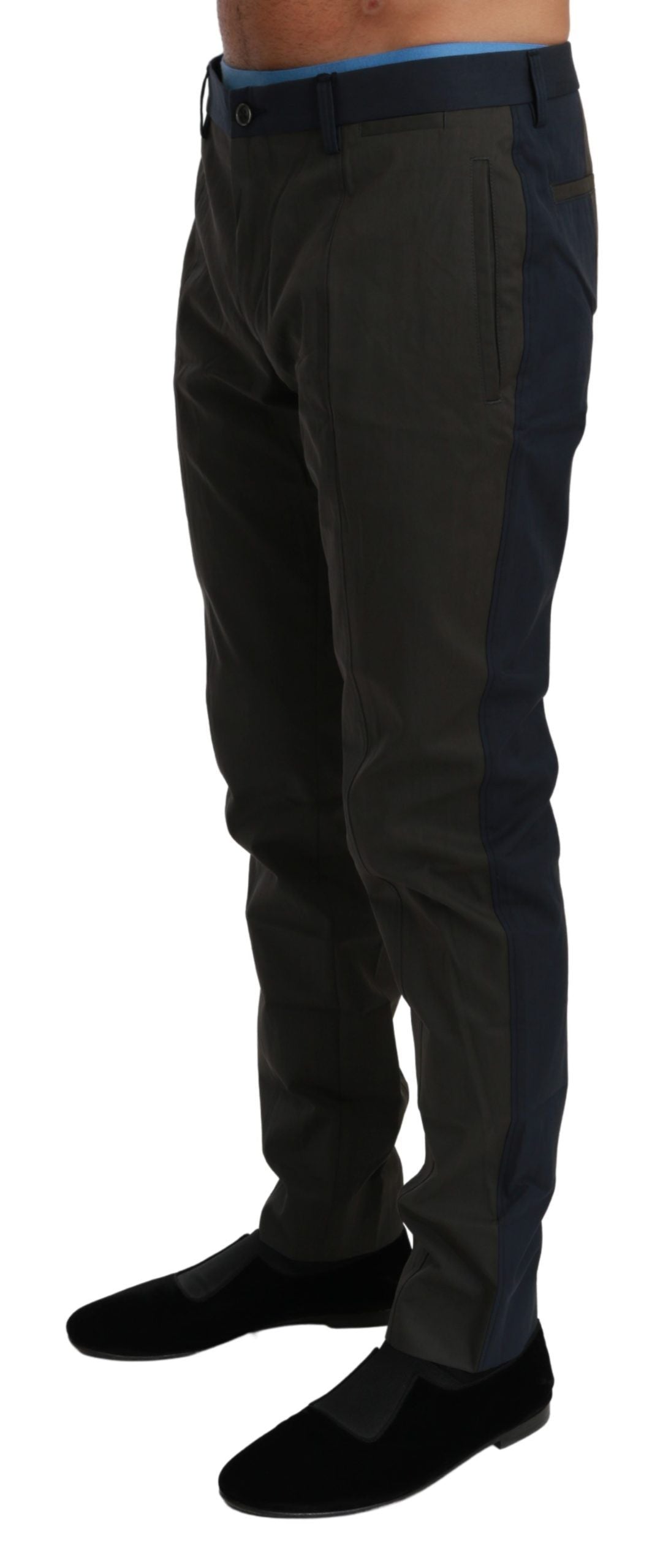 Pantalon en coton à rayures bleues et grises Dolce &amp; Gabbana