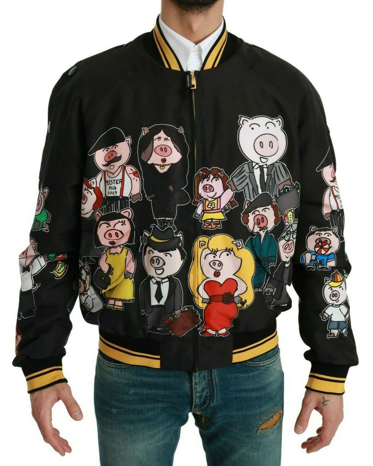Dolce & Gabbana Veste bomber noire ANNÉE DU COCHON