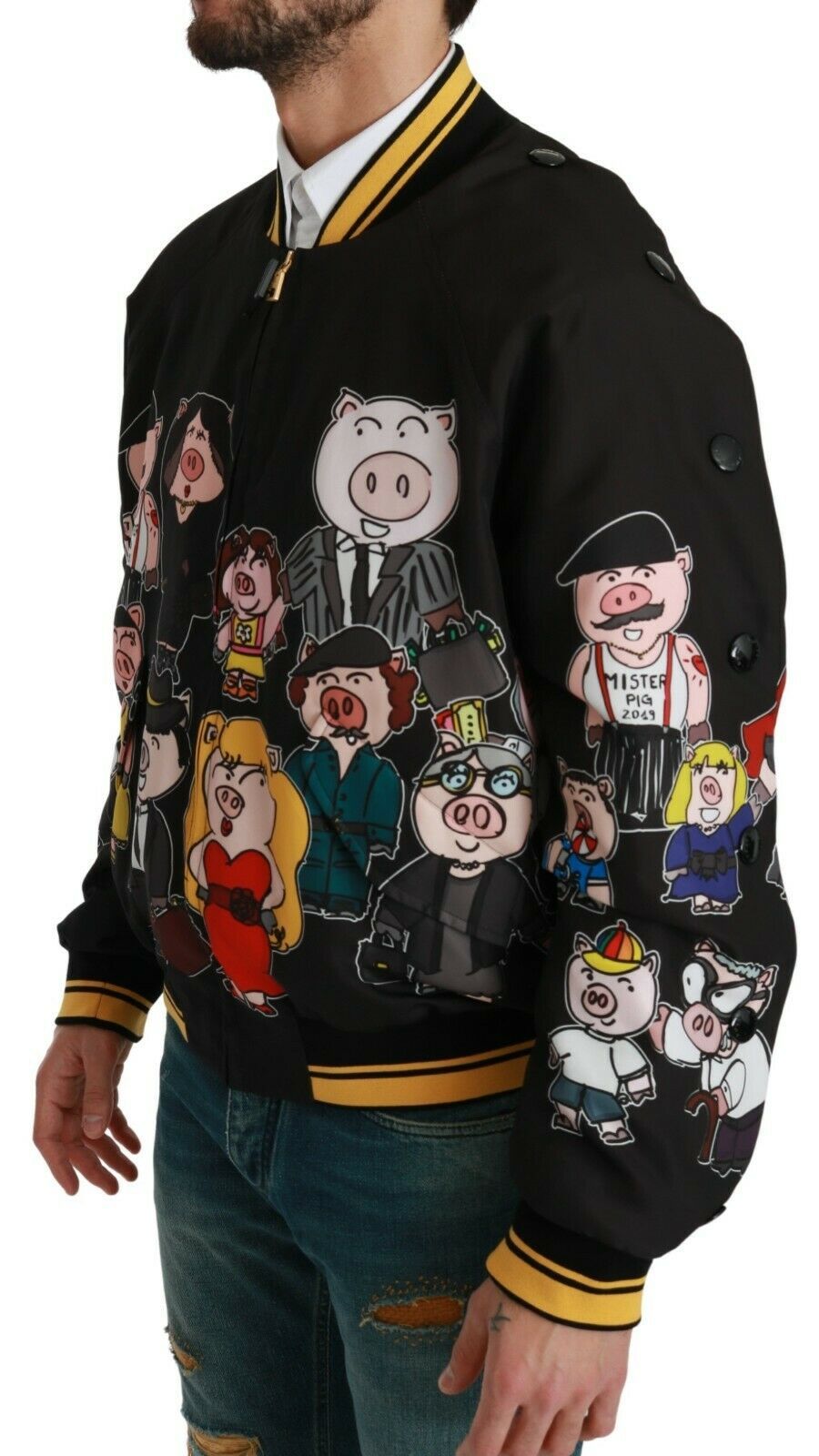 Dolce & Gabbana Veste bomber noire ANNÉE DU COCHON