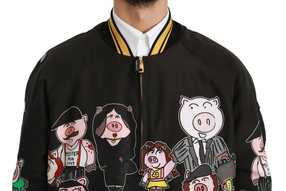 Dolce & Gabbana Veste bomber noire ANNÉE DU COCHON