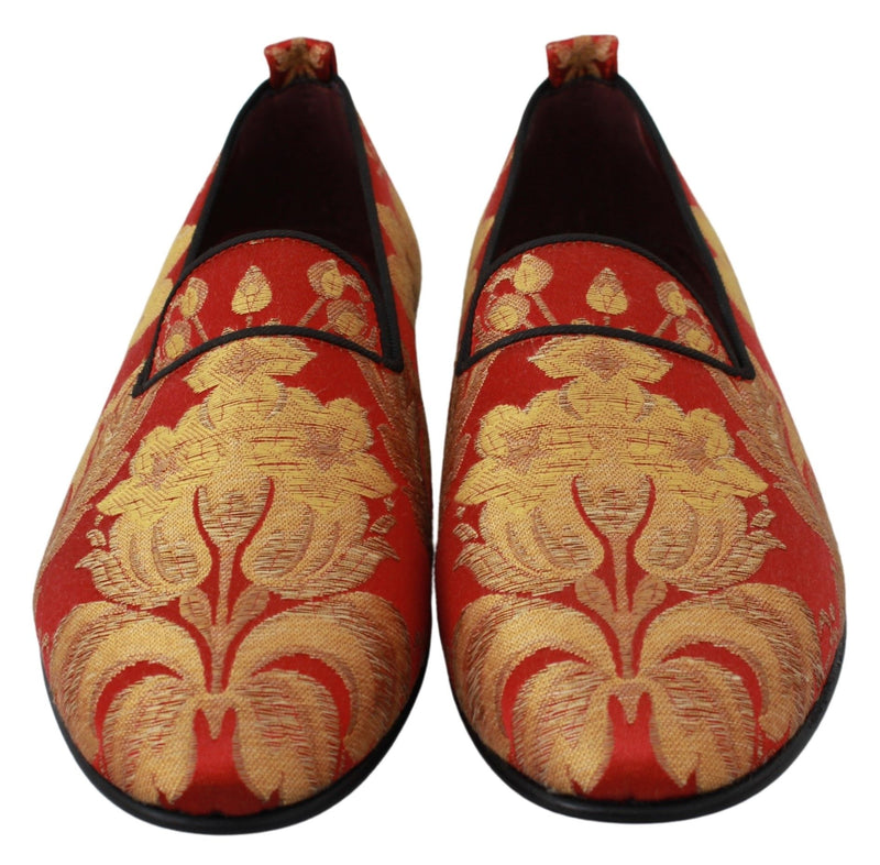 Mocassins Dolce &amp; Gabbana en brocart rouge et or
