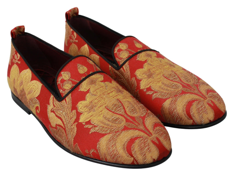 Mocassins Dolce &amp; Gabbana en brocart rouge et or