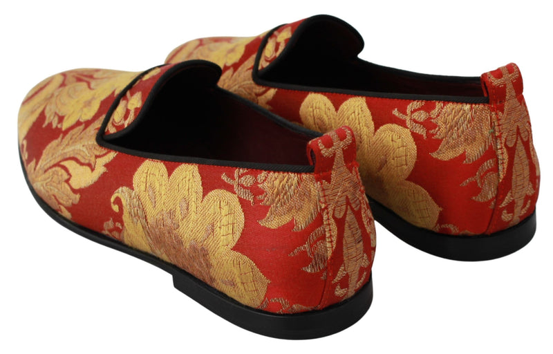 Mocassins Dolce &amp; Gabbana en brocart rouge et or