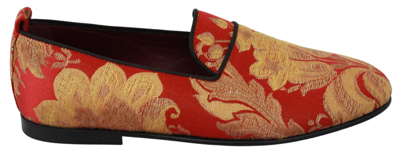 Mocassins Dolce &amp; Gabbana en brocart rouge et or