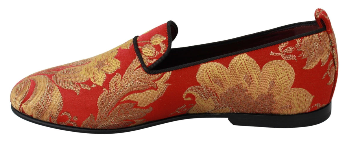 Mocassins Dolce &amp; Gabbana en brocart rouge et or