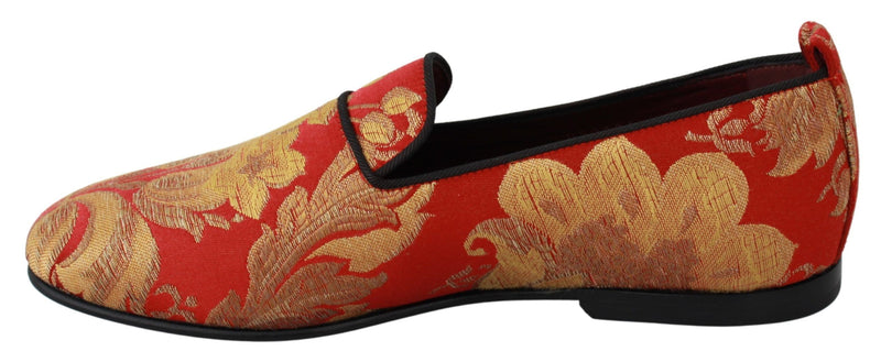 Mocassins Dolce &amp; Gabbana en brocart rouge et or
